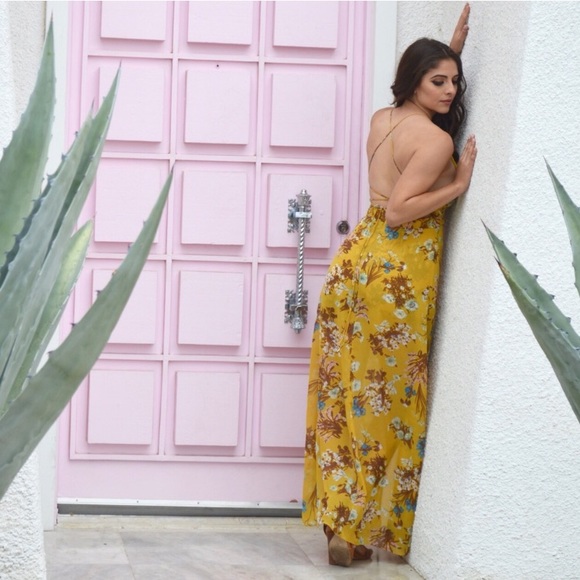 Yellow Backless Maxi Romper - Picture 5 of 7